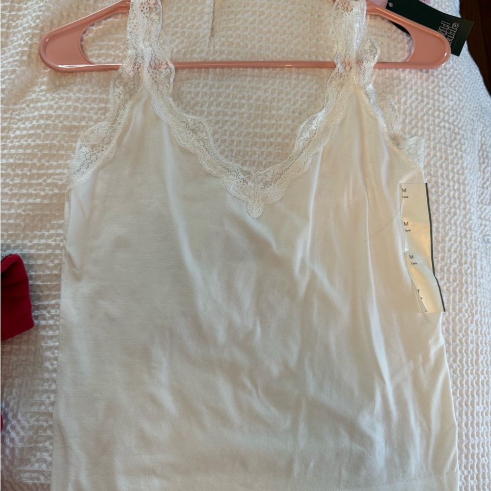 Target White Lace Trim Tank Top